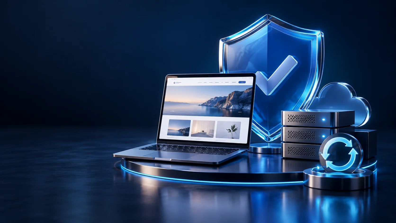 Illustratie van websiteonderhoud met back-ups, updates en beveiliging